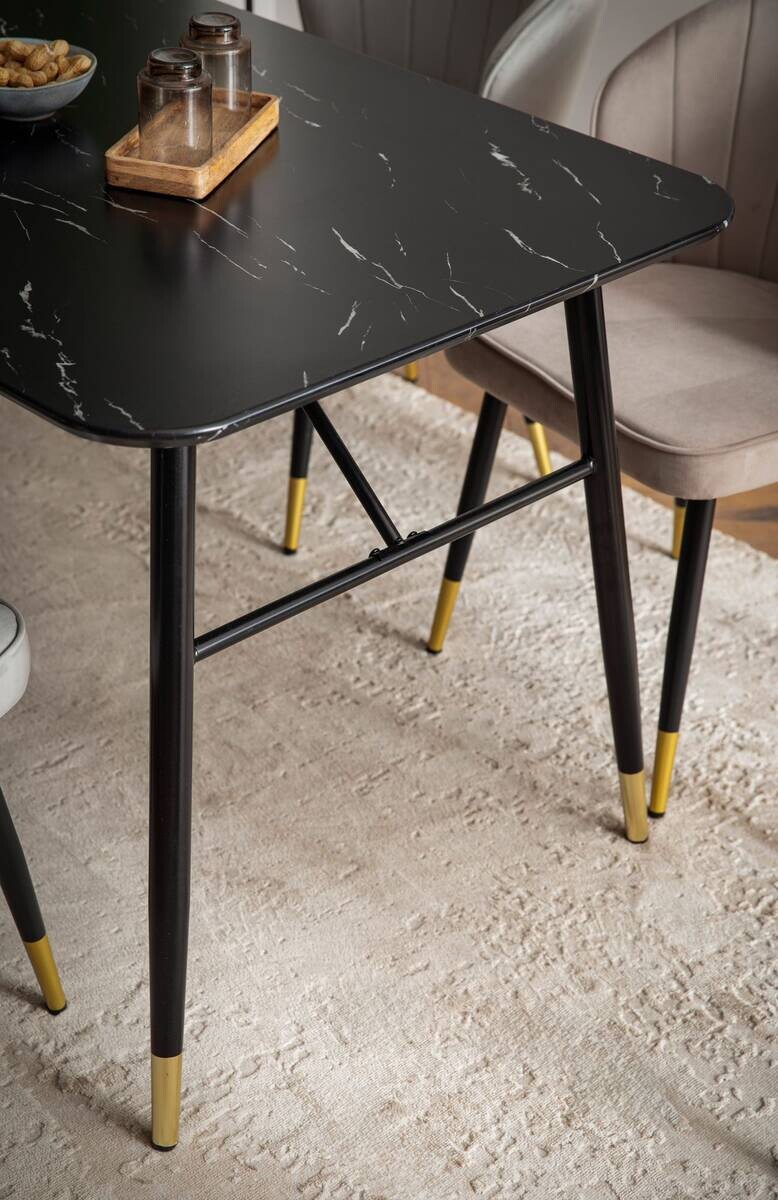 Esstisch schwarz Marmor Optik B/H/T: ca. 160x76x80 cm