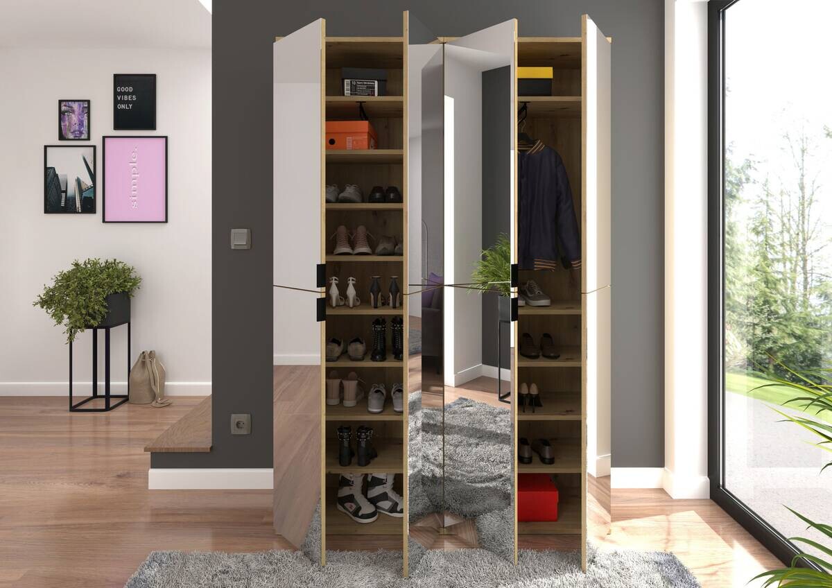 Garderobe PROJEKT Eiche Artisan Nachbildung Spiegel B/H/T: ca. 122x193x34 cm