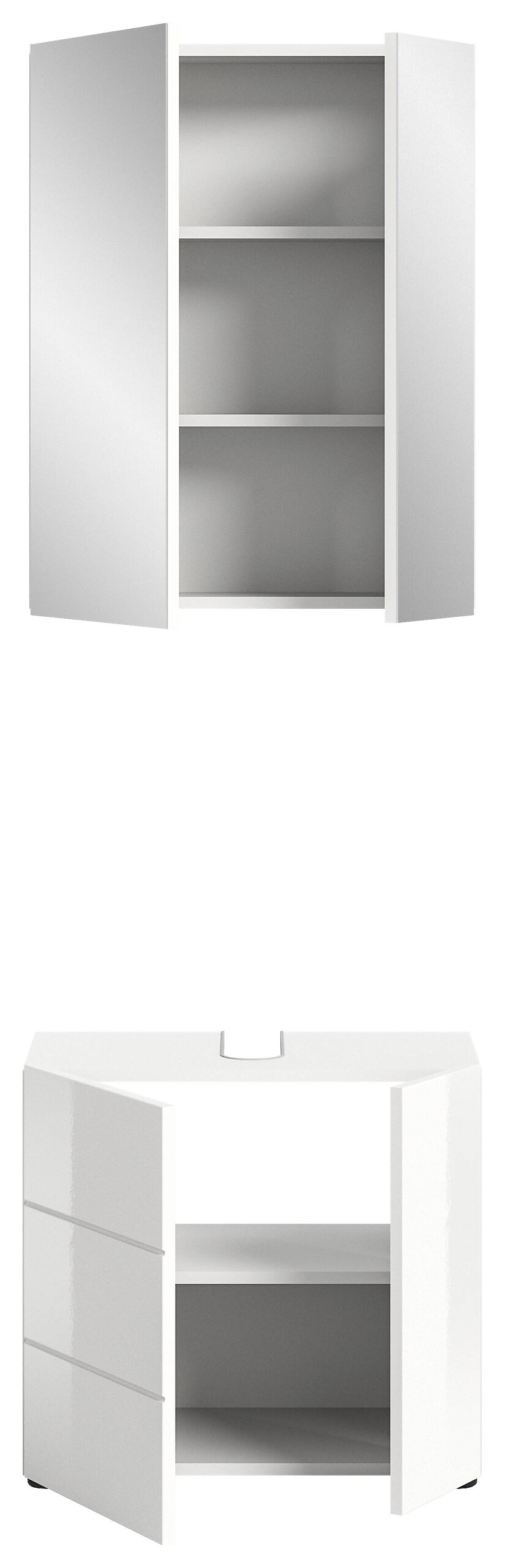 Badezimmer-Set VIRA weiß weiß Hochglanz B/H/T: ca. 60x190x34 cm
