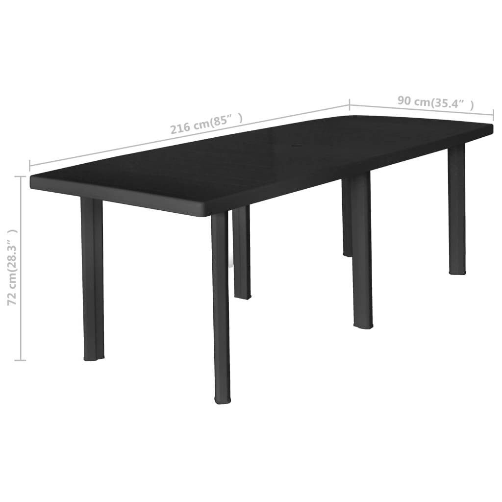 ProGarden Tisch Trio anthrazit Kunststoff B/H/L: ca. 90x72x216 cm
