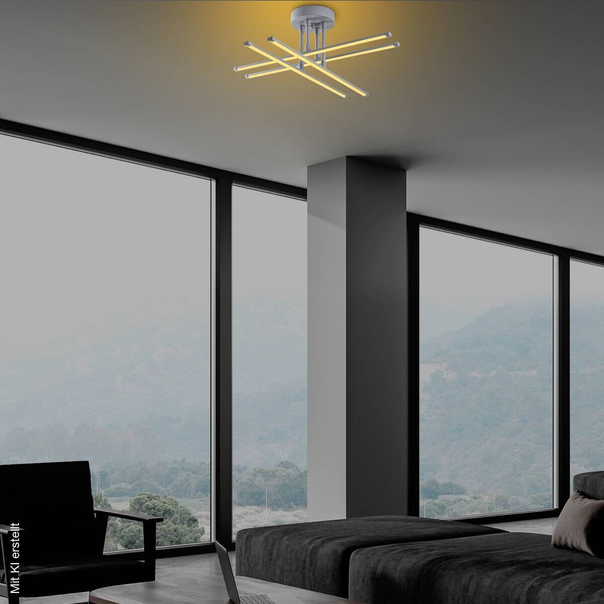 Opviq LED-Deckenleuchte grau B/H/T: ca. 61x22x61 cm