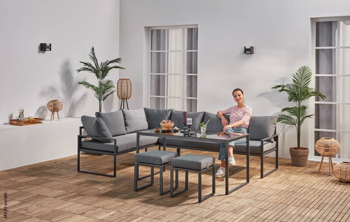 POCOline Loungeset Madrid anthrazit Stahl