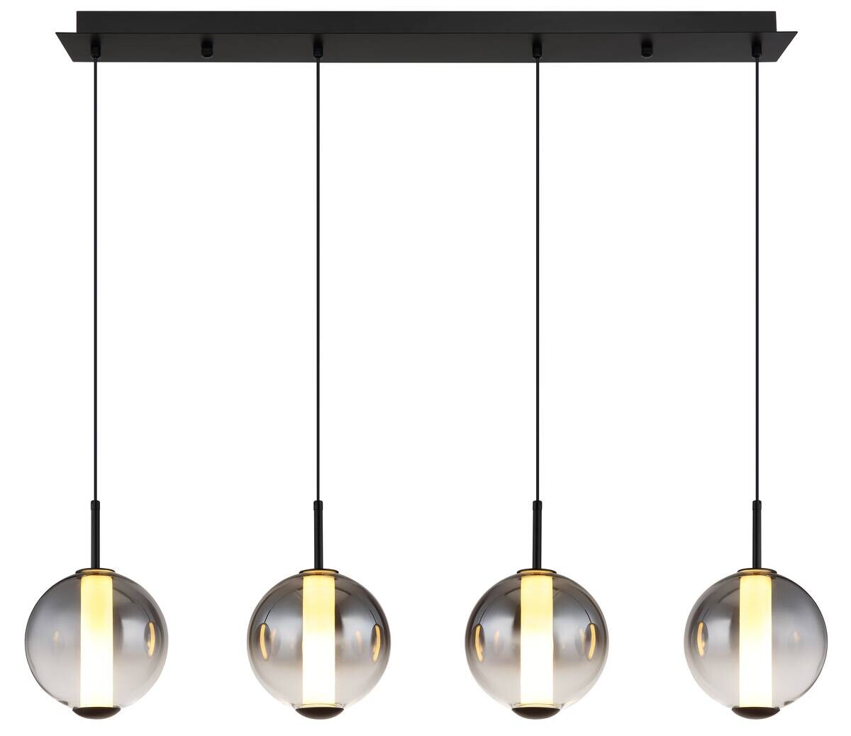 GLOBO Pendelleuchte Opal mattschwarz Rauch Metall Glas B/H: ca. 99x120 cm 1.0 Brennstellen