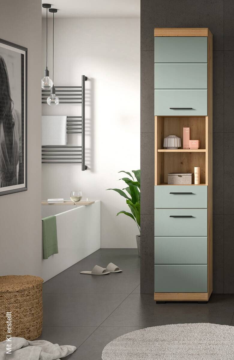 Badhochschrank Scout Eiche Artisan Nachbildung salbei Nachbildung B/H/T: ca. 37x191x31 cm