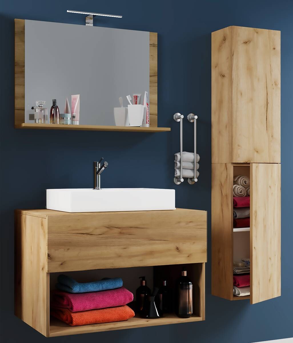 Waschplatz 4tlg-Lendas weiß Eiche Honig Nachbildung B/H/T: ca. 60x52x52 cm