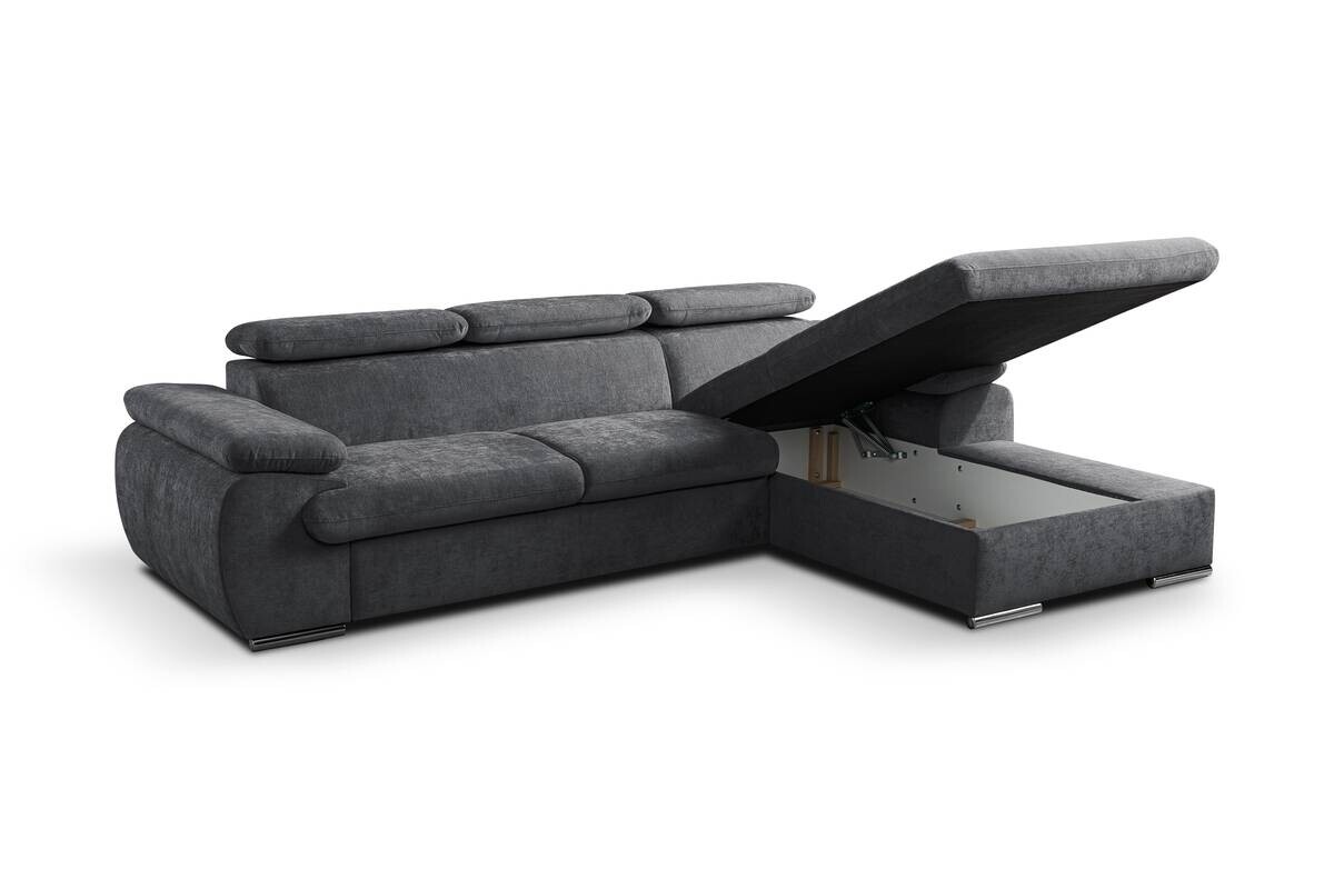 Ecksofa mit Bettfunktion und Bettkasten dunkelgrau Polyester B/H/T: ca. 284x102x196 cm