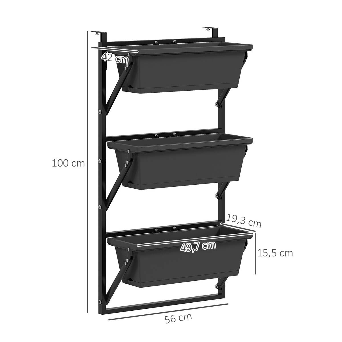Outsunny Pflanzentopf Set dunkelgrau Kunststoff B/H/L: ca. 42x100x56 cm