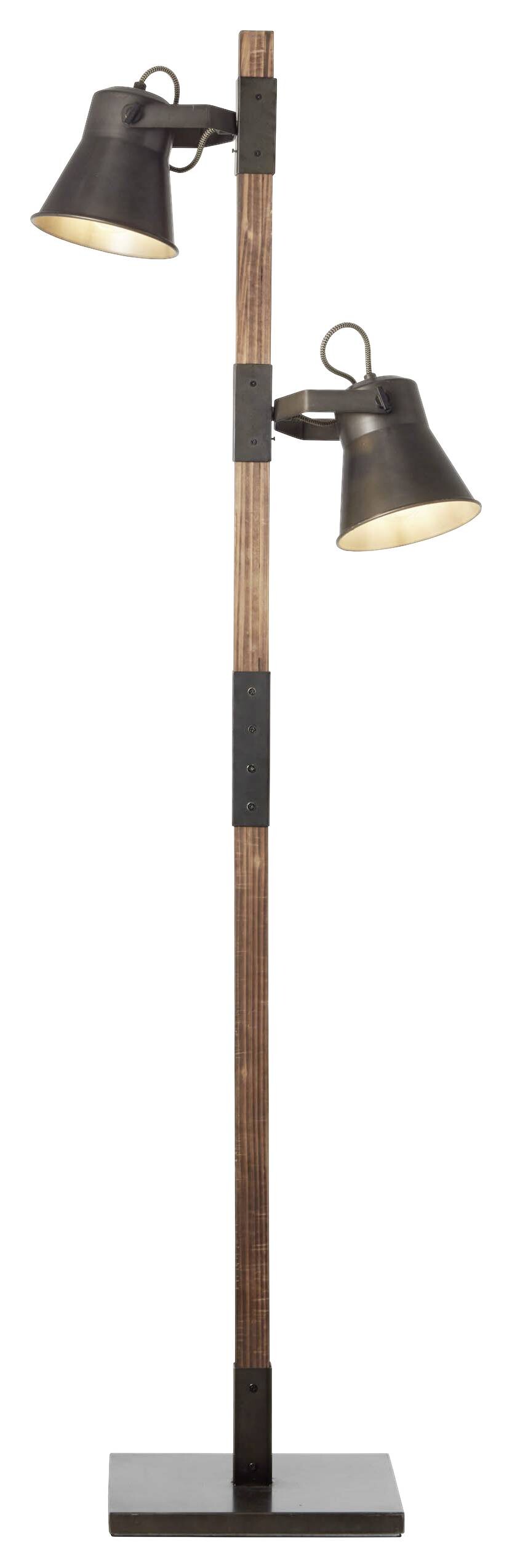 Brilliant Stehlampe Plow schwarz Metall Holz H: ca. 154 cm E27 2 Brennstellen