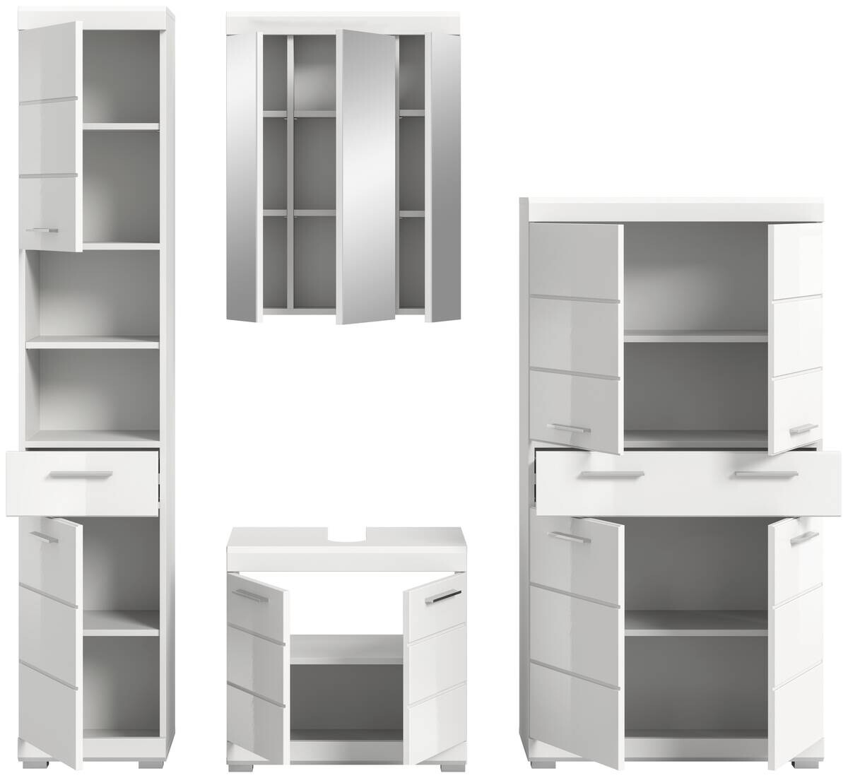 Badezimmer-Set Scout weiß weiß Hochglanz B/H/T: ca. 186x191x34 cm