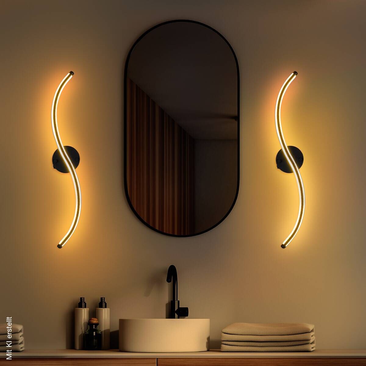 Opviq LED-Wandleuchte schwarz Metall B/H/T: ca. 10x67x5 cm