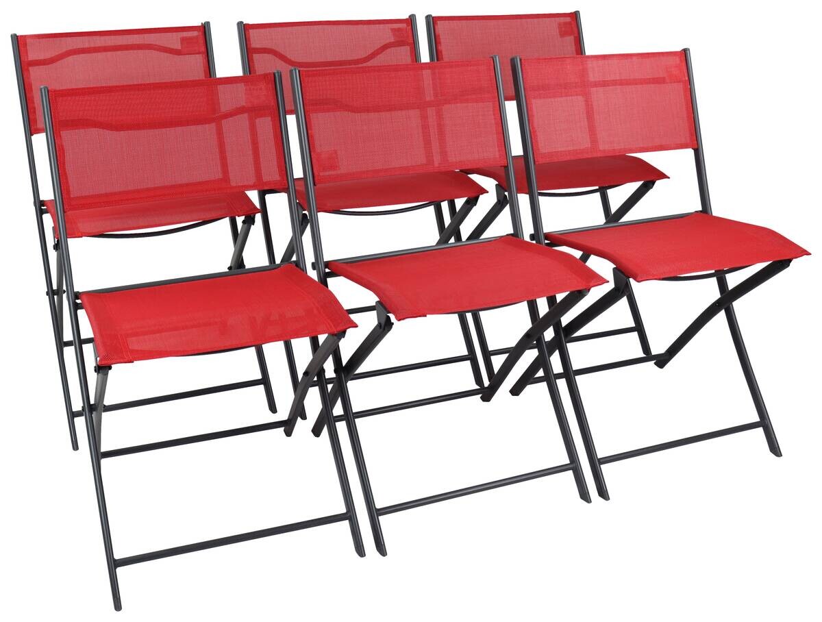 VCM Gartenstuhl 6er Set Sumila rot Metall B/H/L: ca. 45x79x46 cm