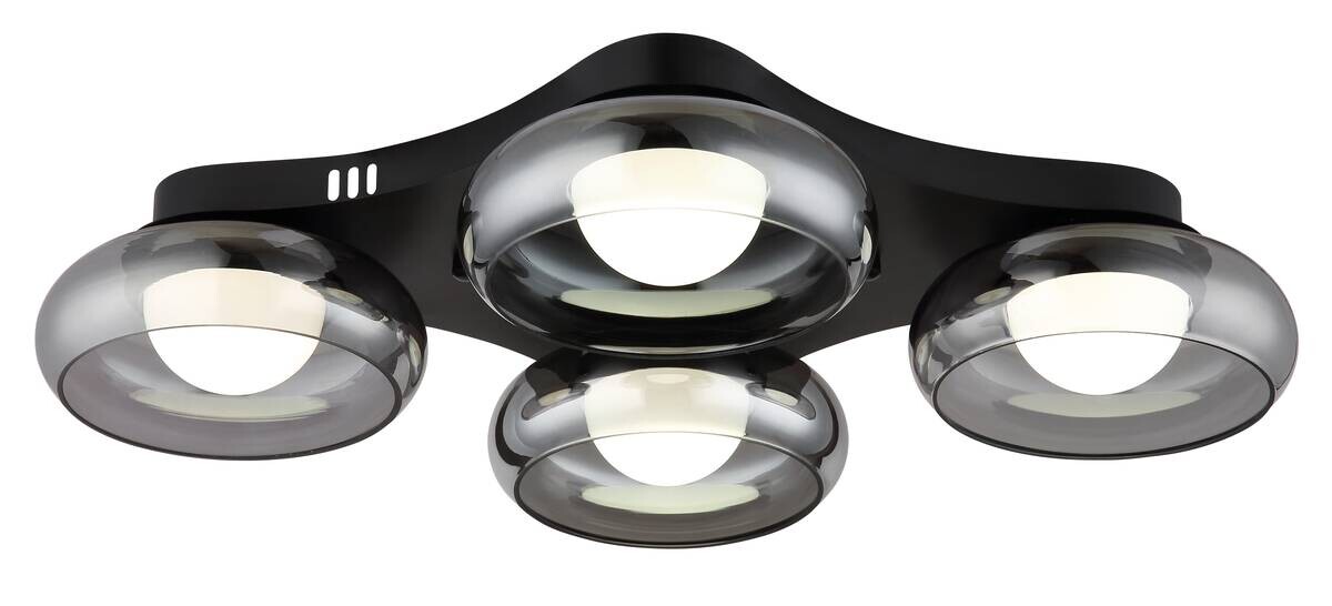 GLOBO Deckenleuchte Opal Rauch schwarz Metall Glas Acryl B/H/L: ca. 46x10x65 cm 1 Brennstellen