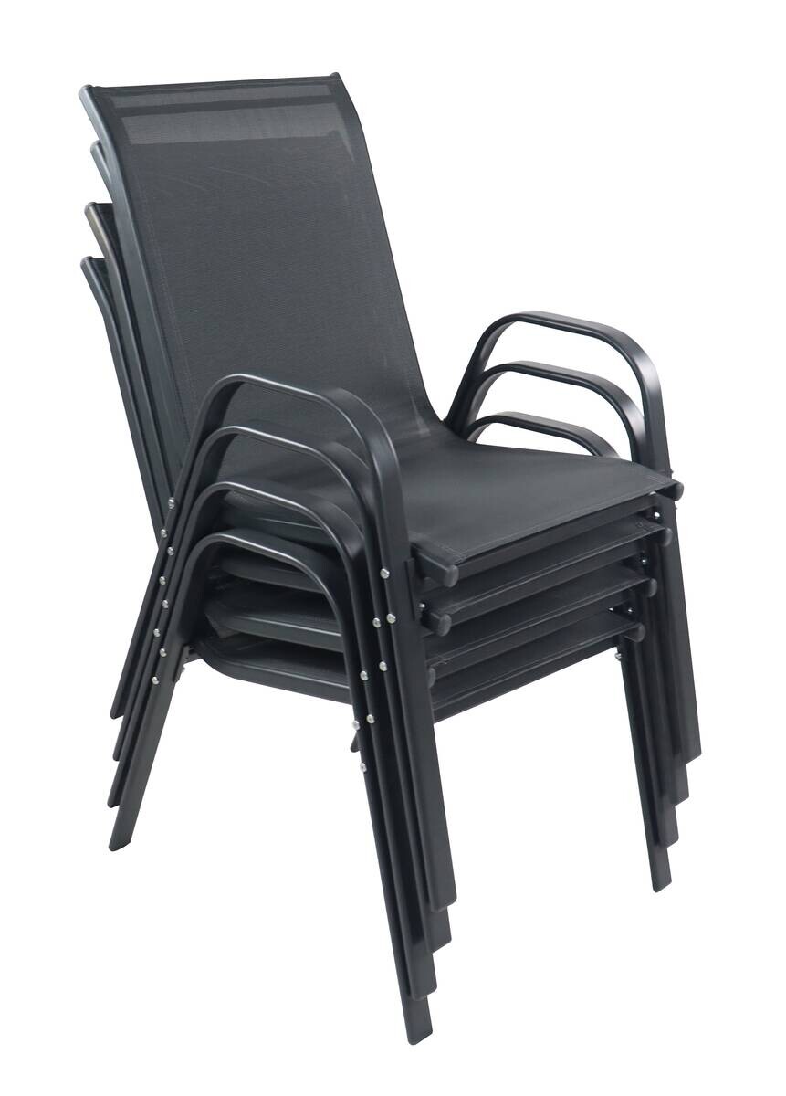 VCM Gartenstuhl 4er Set anthrazit Textilene B/H/L: ca. 56x89x73 cm