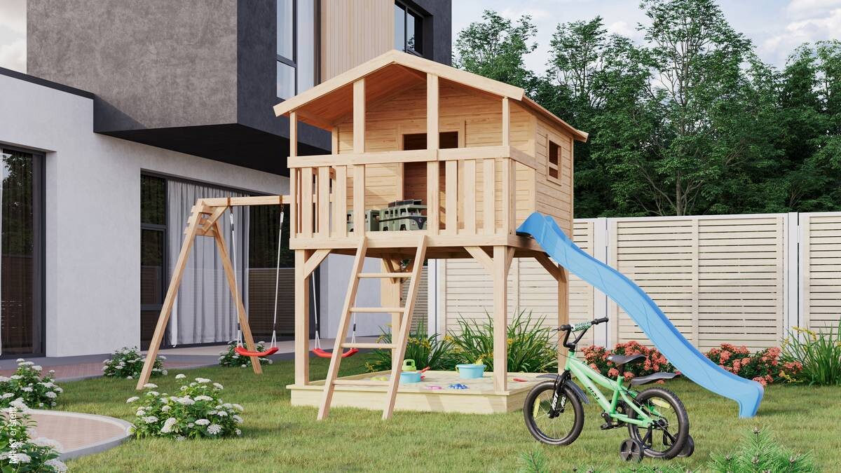Karibu Stelzenhaus Ervin natur B/H/L: ca. 264x309x438 cm