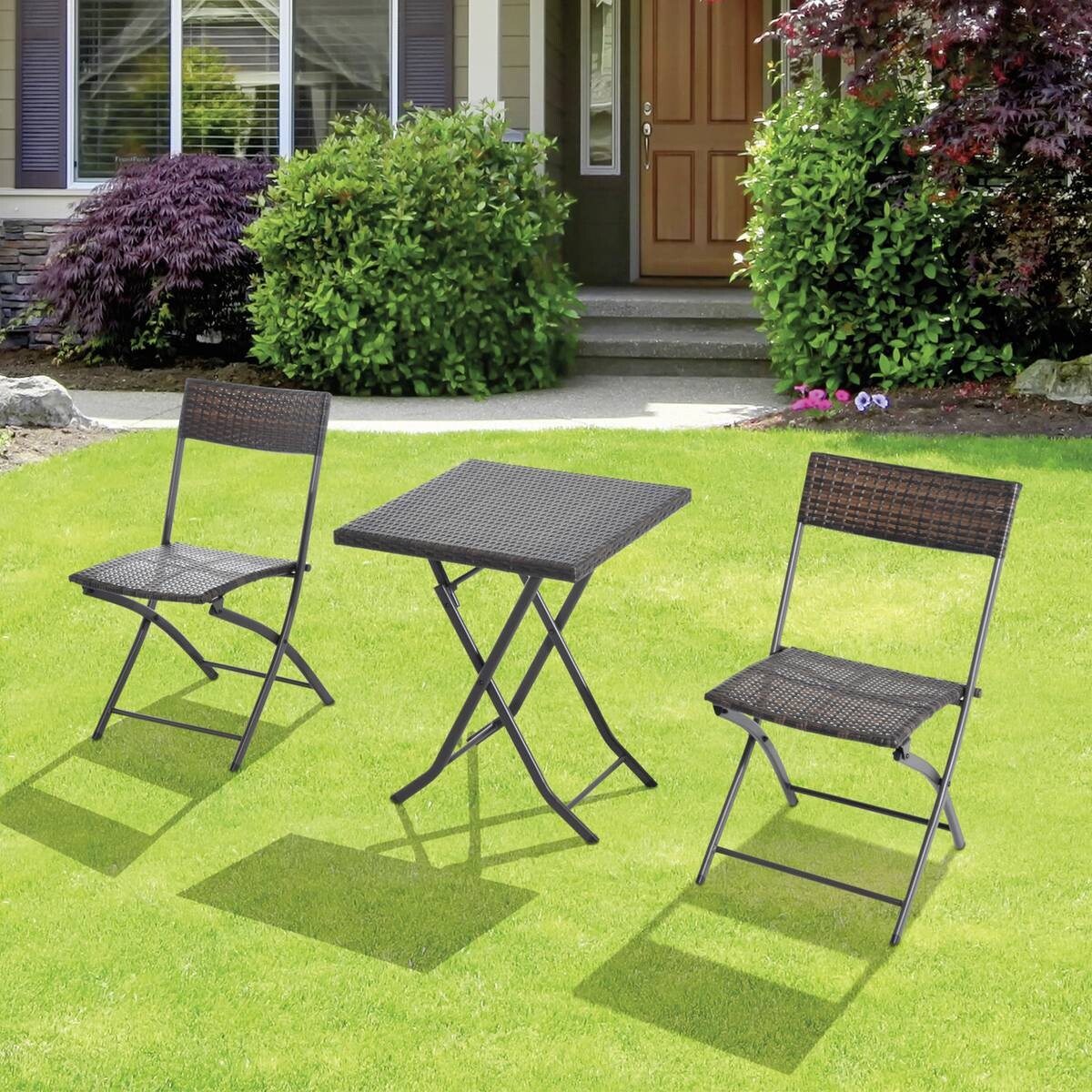 Outsunny Balkonset café braun Polyrattan