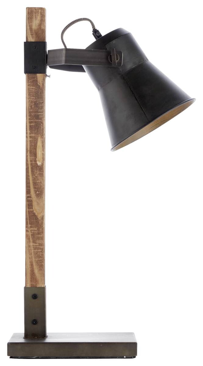 Brilliant Tischleuchte Plow schwarz braun Metall Holz B/H/T: ca. 29x55x16 cm E27 1 Brennstellen