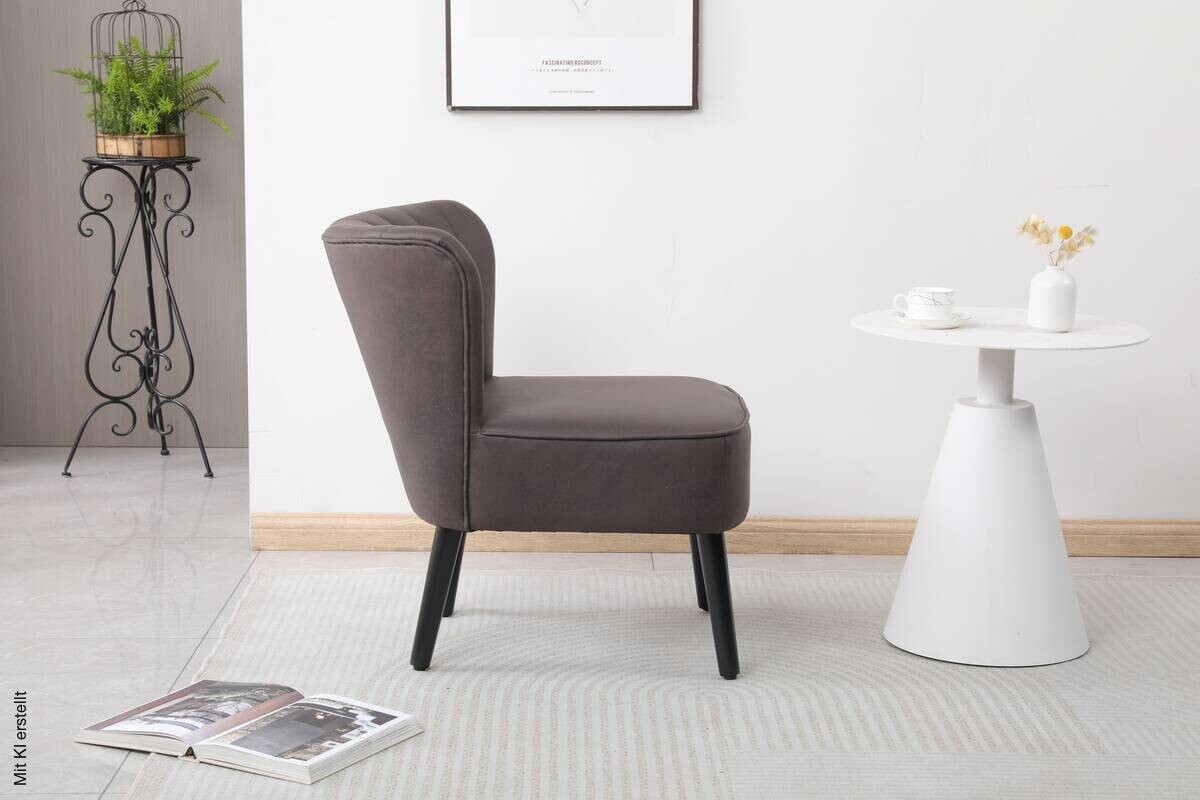 Sessel Emily grau Vintage Microfaser B/H/T: ca. 57x76x72 cm