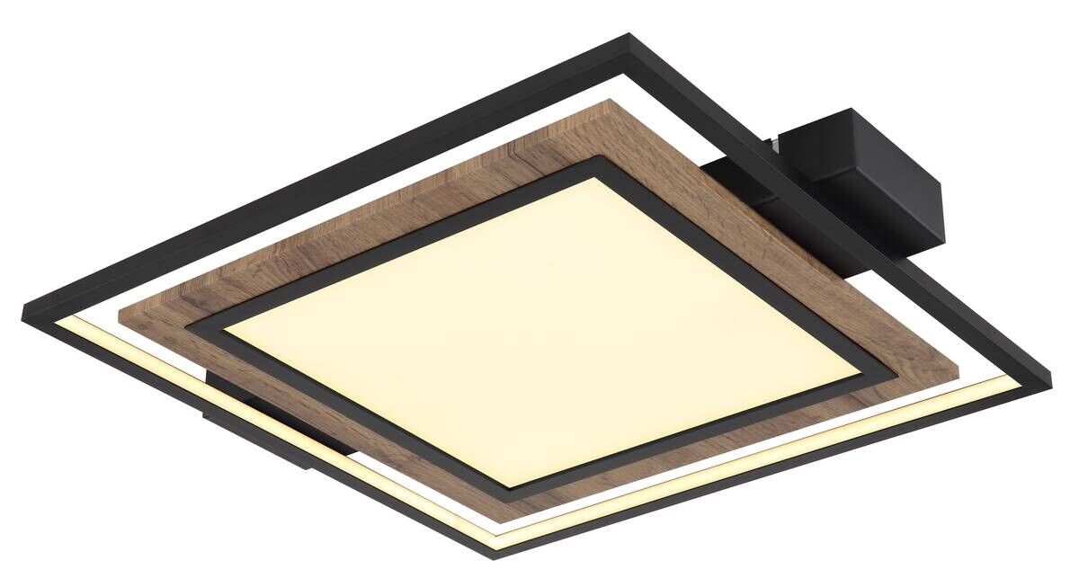 GLOBO LED-Deckenleuchte Opal schwarz Metall Kunststoff B/H/T: ca. 45x5,5x50 cm