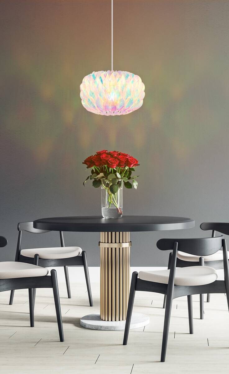 GLOBO Pendelleuchte Chrom Kunststoff Metall H/D: ca. 120x35 cm E27 1 Brennstellen