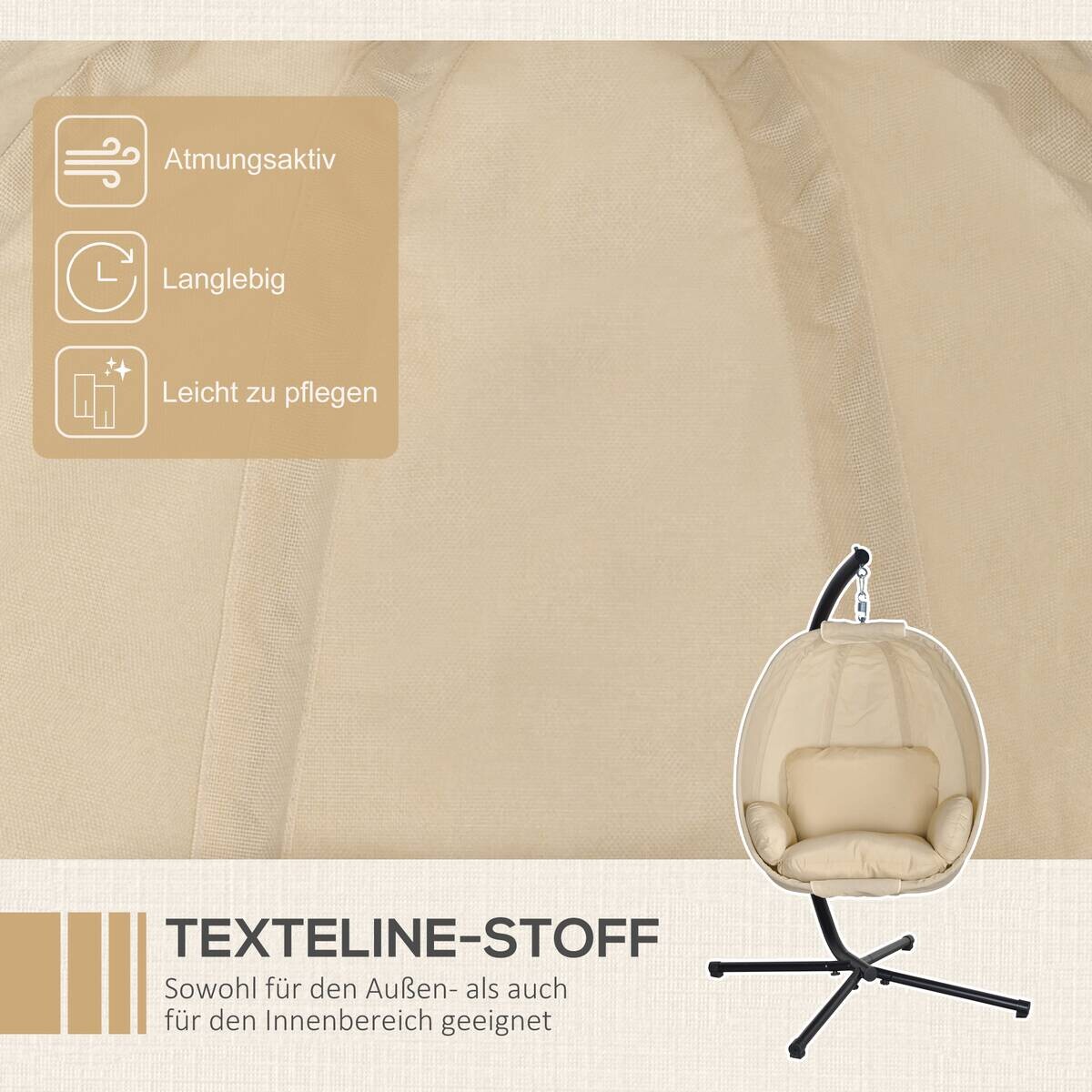 Outsunny Hängesessel khaki Polyester B/H/L: ca. 95x170x125 cm