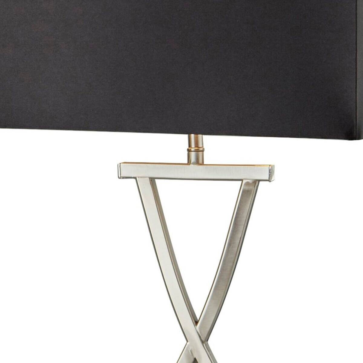 Searchlight Tischlampe Club silber Stahl Textil B/H/L: ca. 20x48,5x31 cm E14 1 Brennstellen