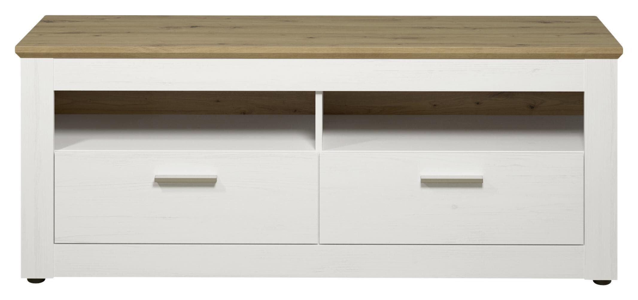 TV-Lowboard Shade weiß Pinie Nachbildung Eiche Artisan Nachbildung B/H/T: ca. 148x59x45 cm
