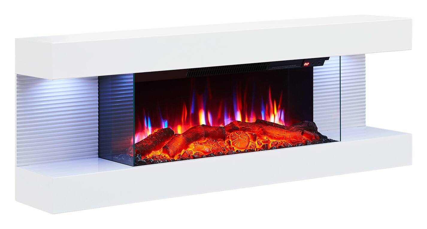 Balderia Elektrischer-Kamin weiß Metall B/H/T: ca. 112x41,8x21,6 cm