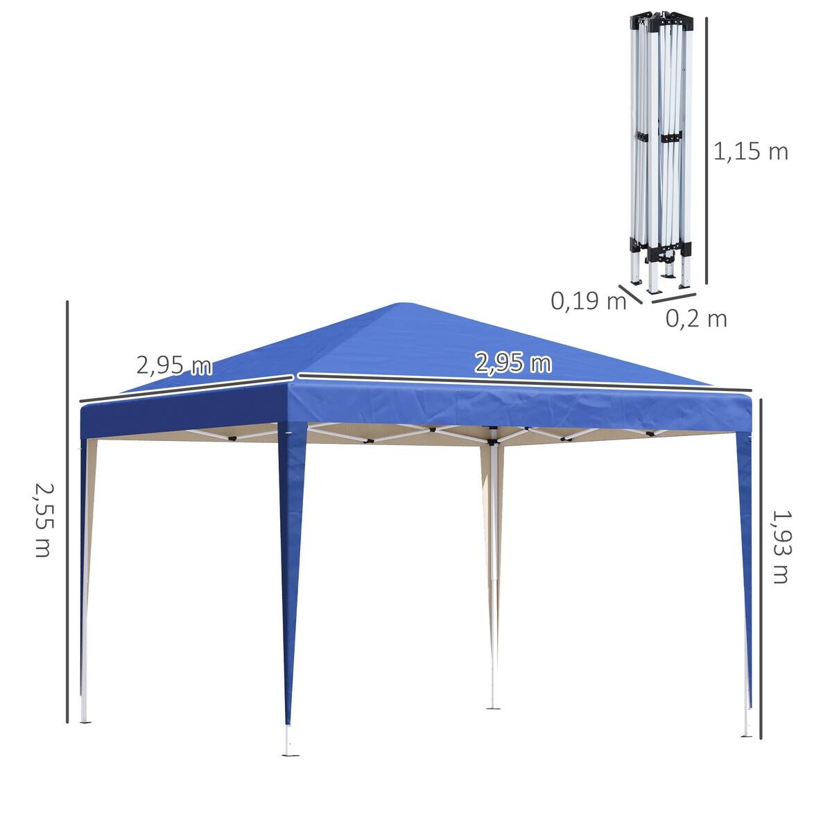 Outsunny Pavillon blau Polyester B/H/L: ca. 295x255x295 cm