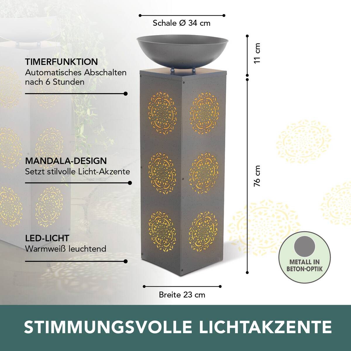 EASYmaxx Pflanzgefäß grau Metall H: ca. 87 cm