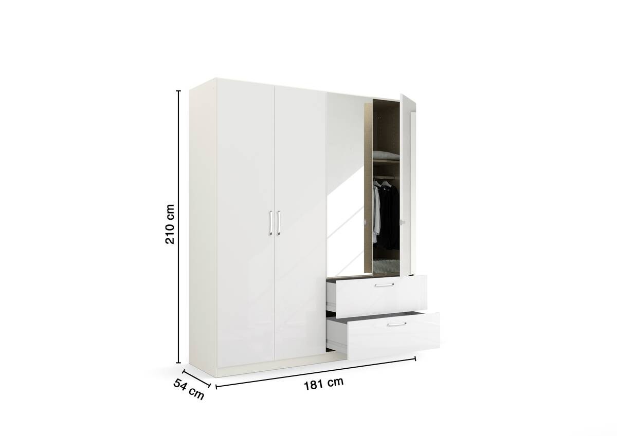 Kleiderschrank Quadra weiß B/H/T: ca. 180x210x54 cm
