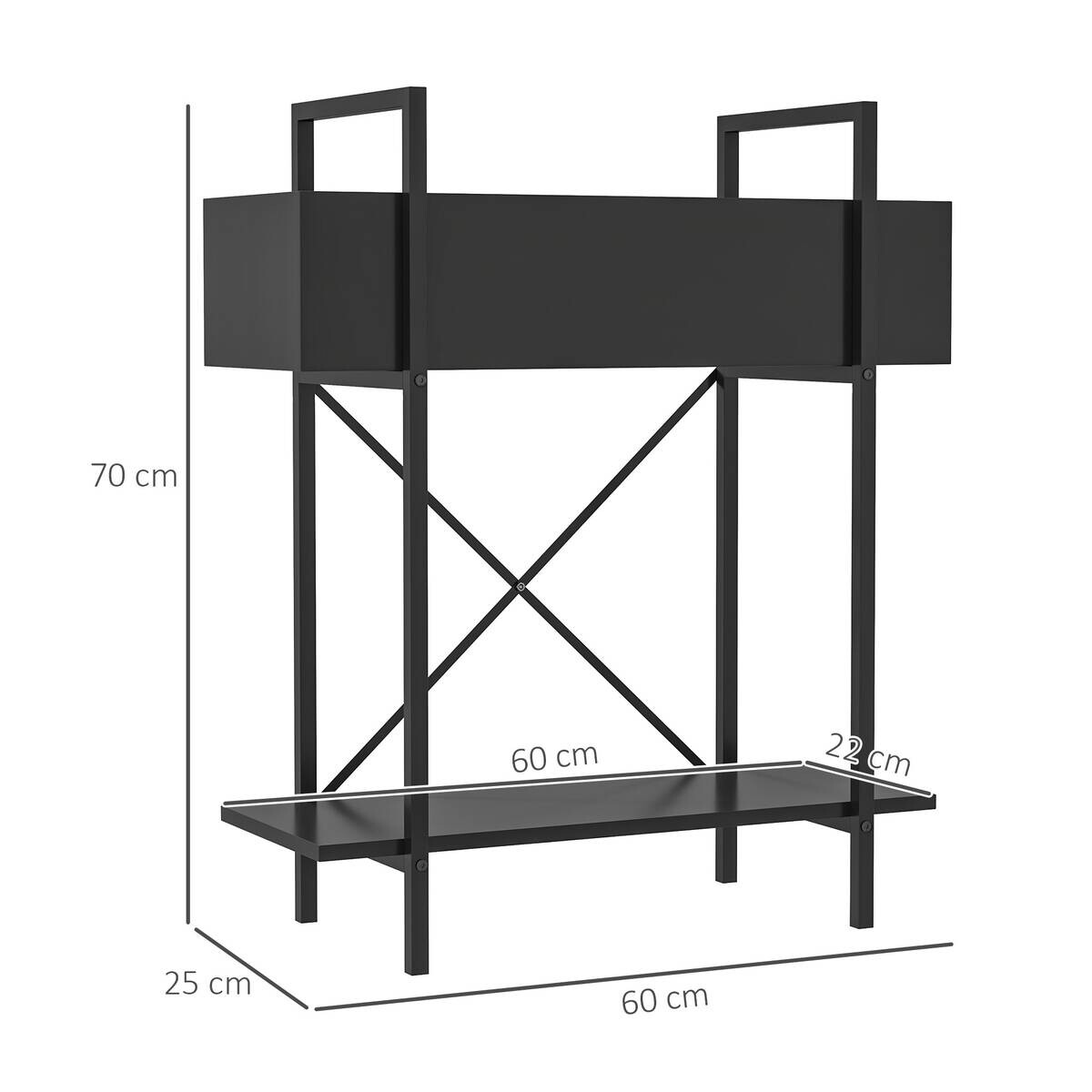 Outsunny Pflanzenständer schwarz Metall B/H/L: ca. 25x70x60 cm