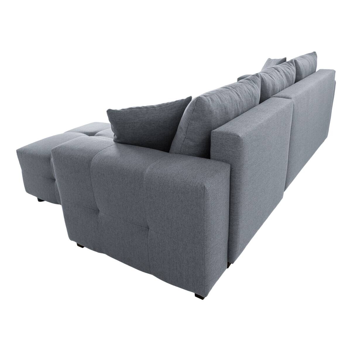 Ecksofa mit Bettfunktion und Bettkasten grau Webstoff B/H/T: ca. 247x83x162 cm