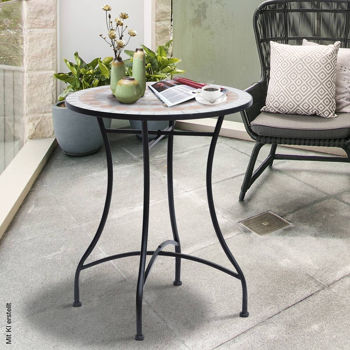 Outsunny Mosaiktisch orange Stahl H/D: ca. 71x60 cm