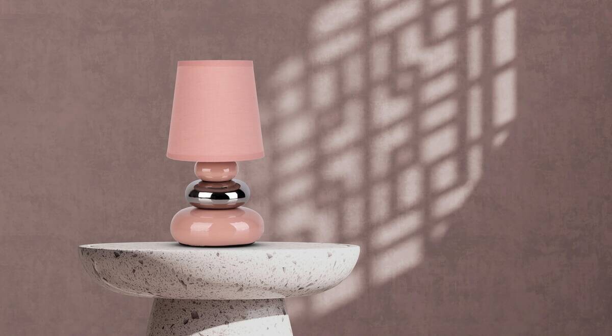Näve Leuchten Tischleuchte 3045332 lachs rosé Keramik B/H/T: ca. 16x31x16 cm E14 1 Brennstellen
