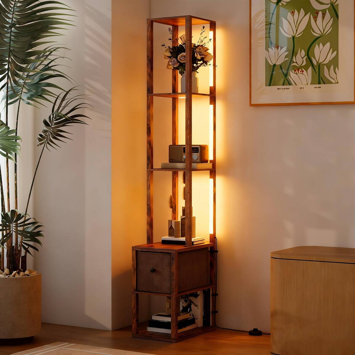 HOMCOM Stehleuchte braun MDF B/H/L: ca. 26,5x169x43,5 cm