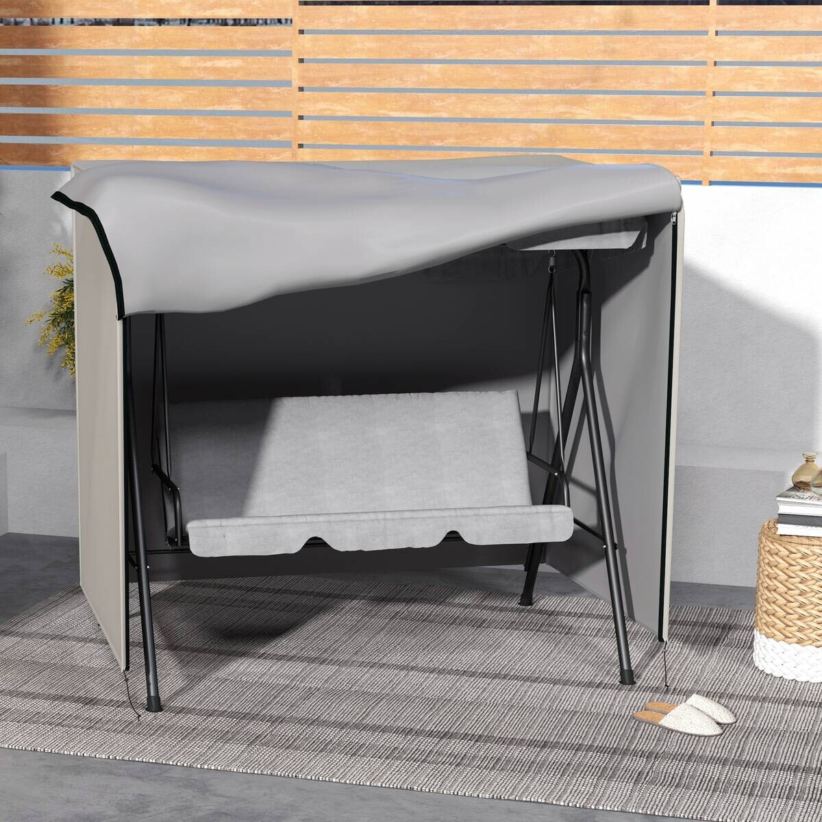 Outsunny Abdeckplane grau Polyester B/H/L: ca. 114x177x152 cm