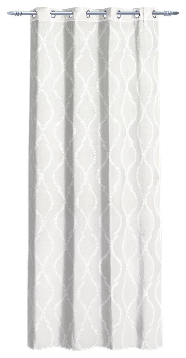 Ösenvorhang Ornament weiß B/L: ca. 135x245 cm