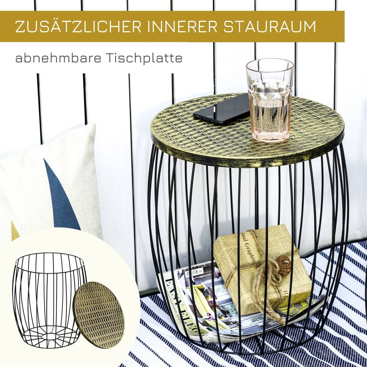 Outsunny Beistelltisch-Set schwarz Metall H/D: ca. 41x38 cm