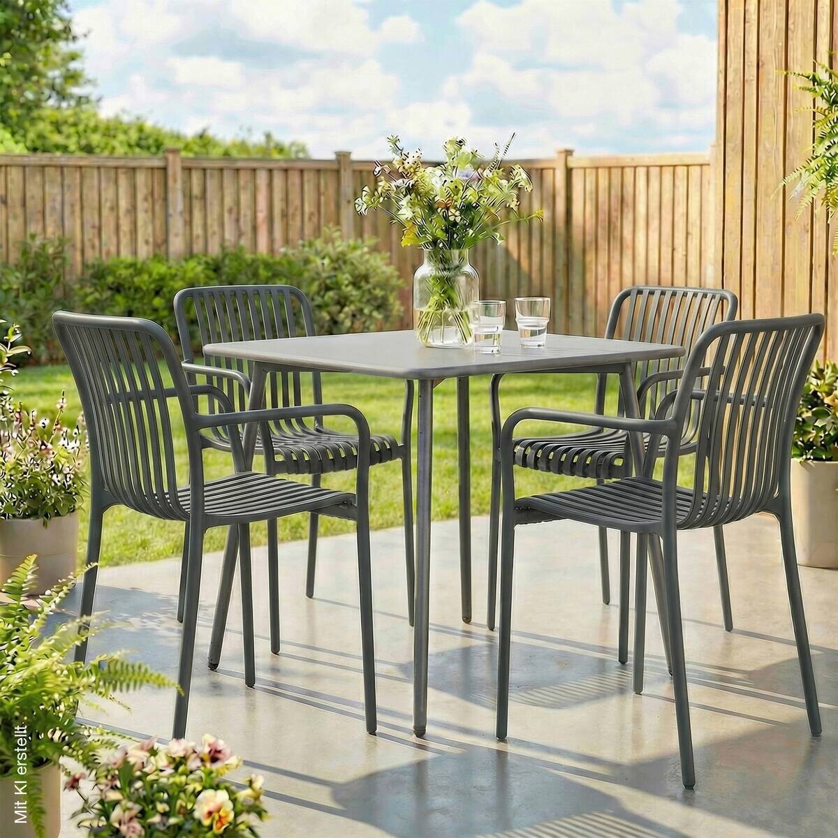 Outsunny Stapelstuhl dunkelgrau Kunststoff B/H/L: ca. 55x81,5x58,5 cm