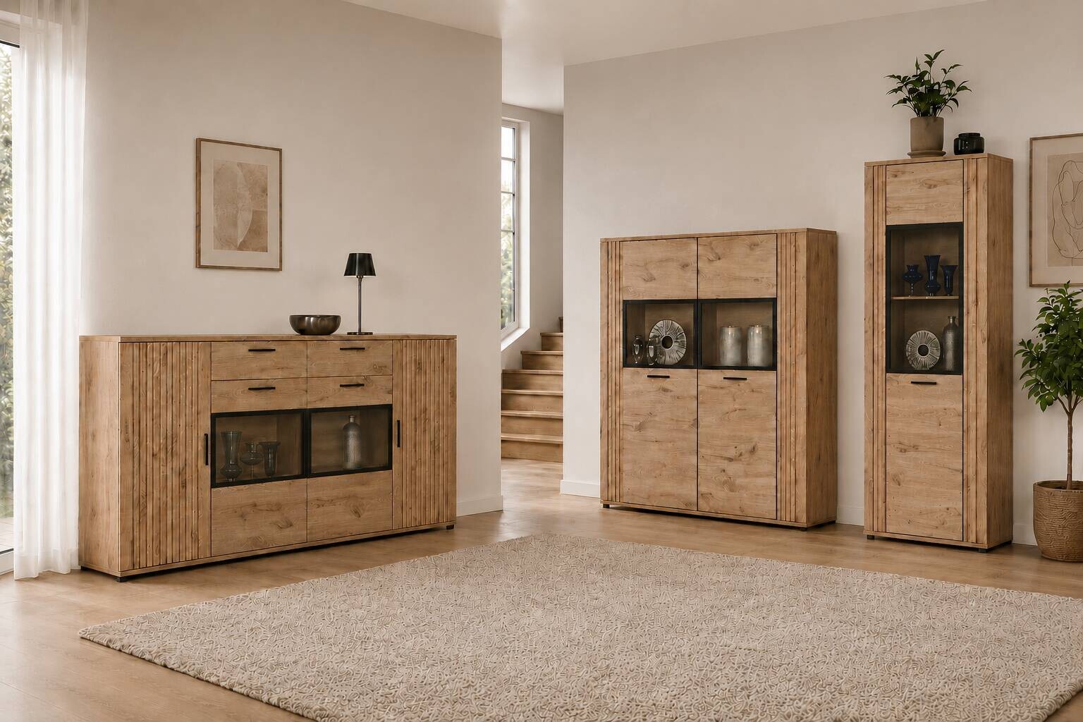 Highboard Turin Eiche Viking Nachbildung B/H/T: ca. 150x157x40 cm