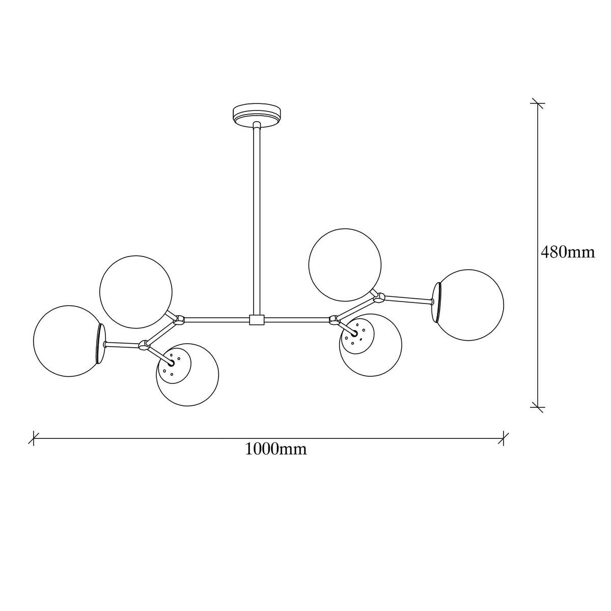 Opviq Pendelleuchte Damar-6322 weiß gelb Metall Glas B/H/T/L: ca. 100x48x58x100 cm E27 6 Brennstellen