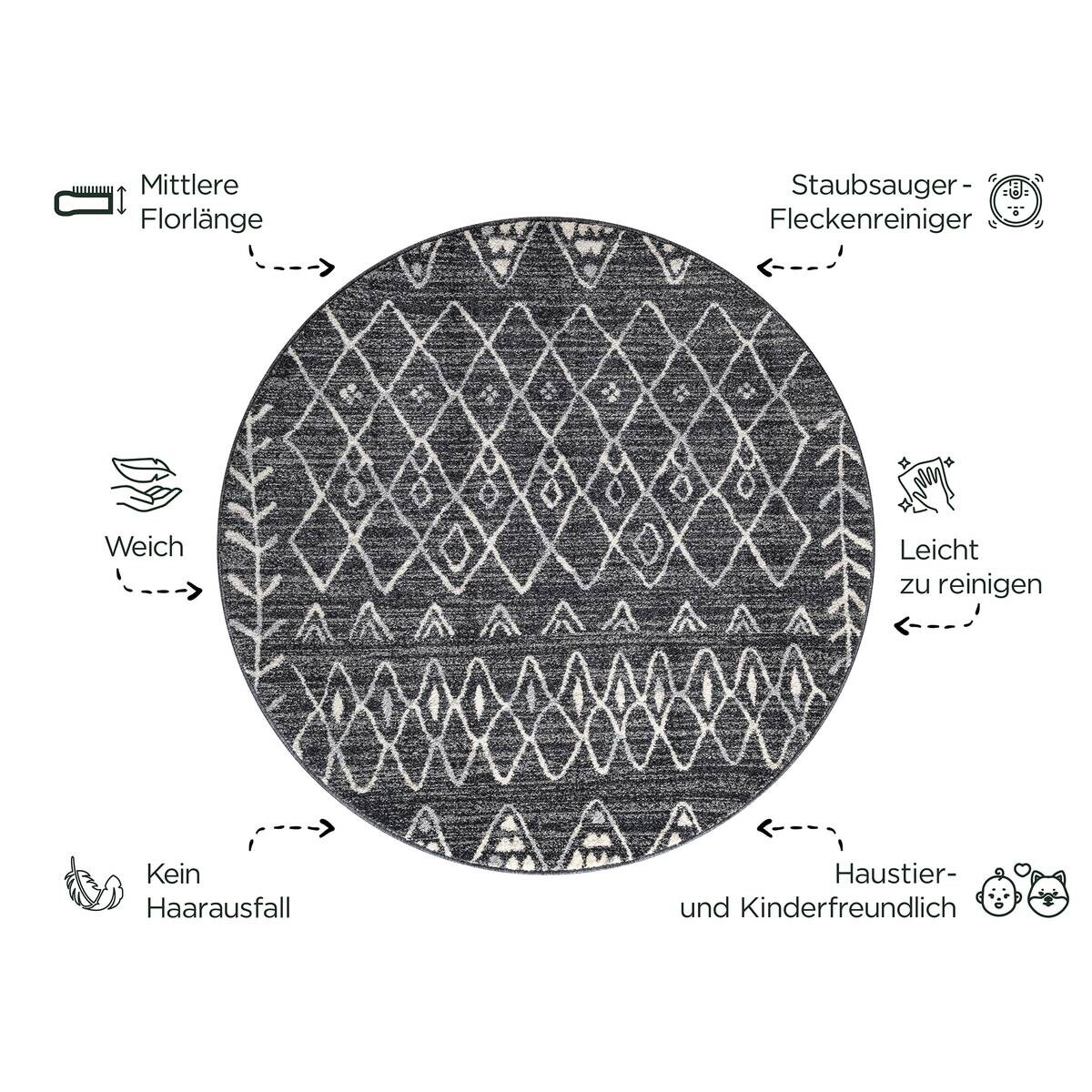 Sanat Teppich schwarz B/L: ca. 200x200 cm