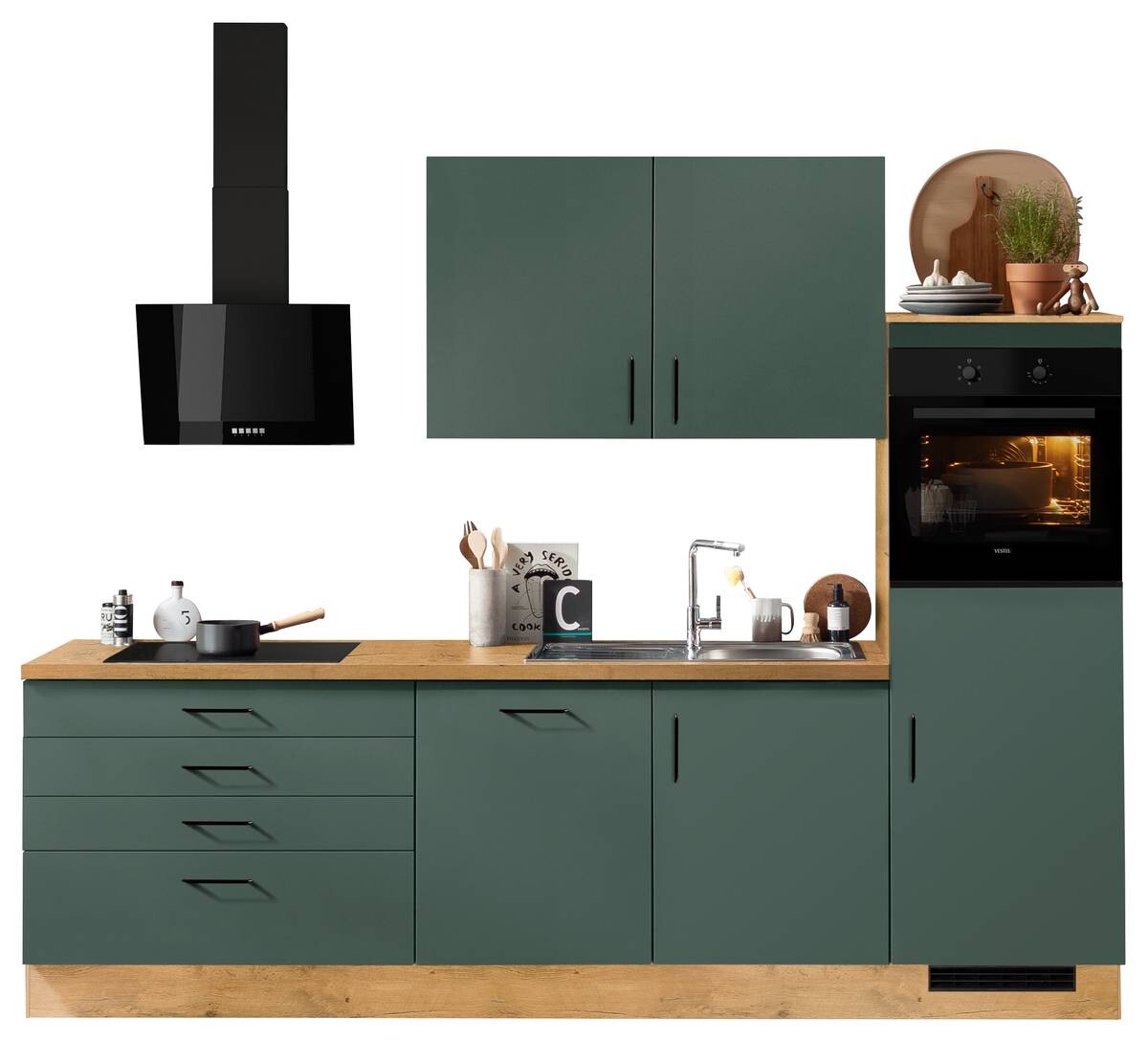 Impuls Küchenblock IP1200 dunkelgrün B/H/T: ca. 280x220x60 cm