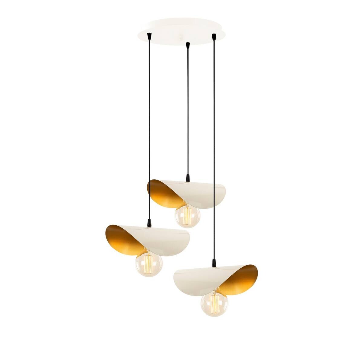 Opviq Pendelleuchte Sivani gold weiß Metall B/H/T/L/D: ca. 45x106x45x45x45 cm E27 3 Brennstellen