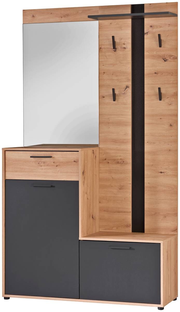 Garderobe Borneo Eiche Artisan Nachbildung anthrazit B/H/T: ca. 112x197x35 cm