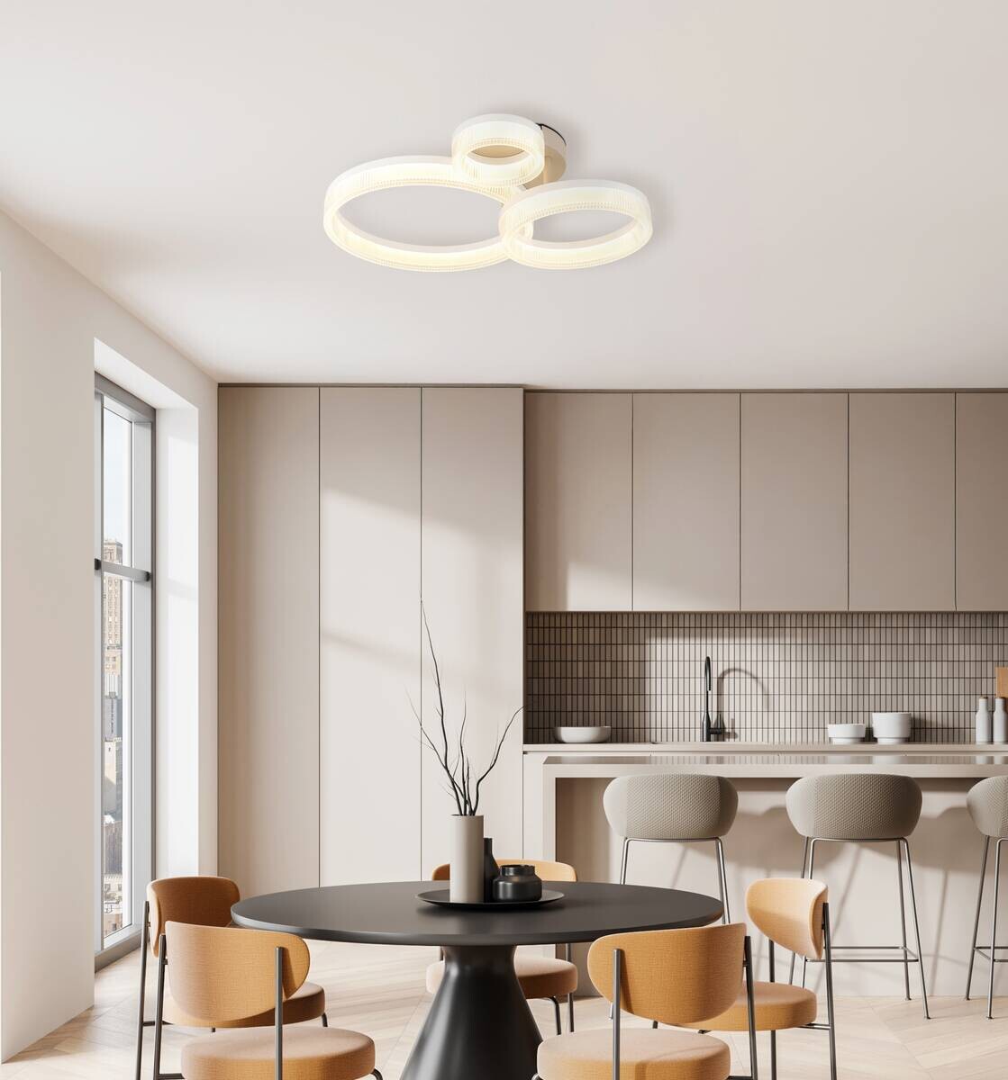 GLOBO Deckenleuchte weiß sand Metall B/H/L: ca. 51x12,5x40,5 cm