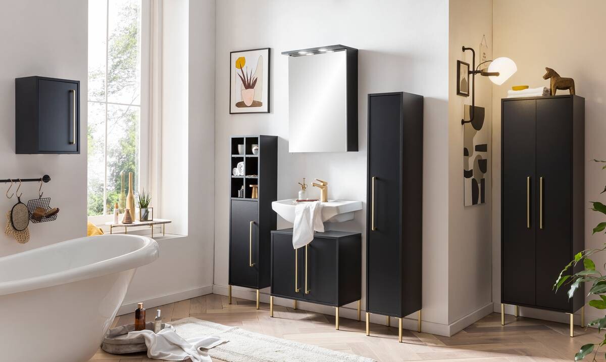 Midischrank Sarah schwarz B/H/T: ca. 46,2x154,7x30,1 cm