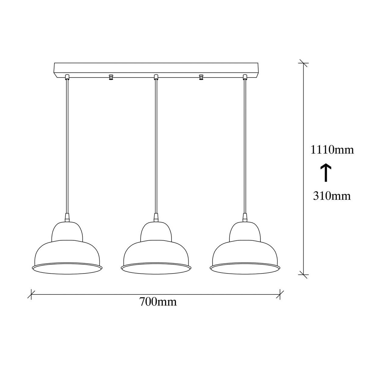 Opviq Pendelleuchte messing B/H/T: ca. 70x111x40 cm E27 3 Brennstellen