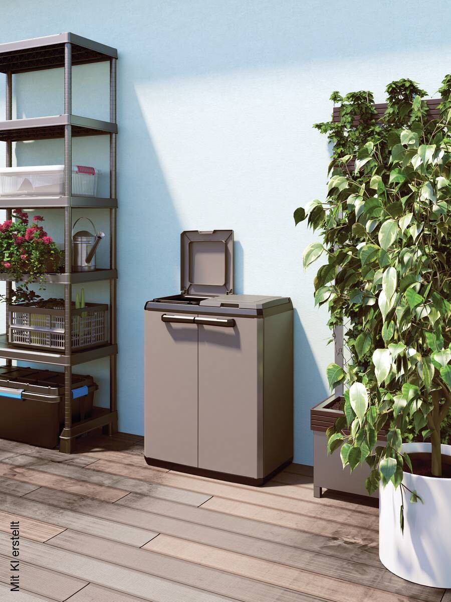 Keter Recyclingschrank Split Basic grau Kunststoff B/H/T: ca. 68x85x39 cm