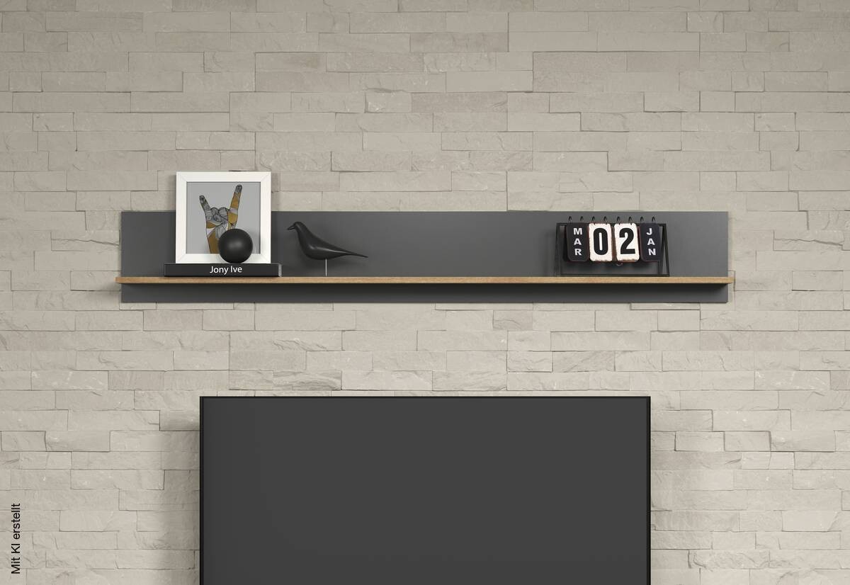 Wandboard Esteban anthrazit Eiche Evoke Coast Nachbildung B/H/T: ca. 167x25x17 cm